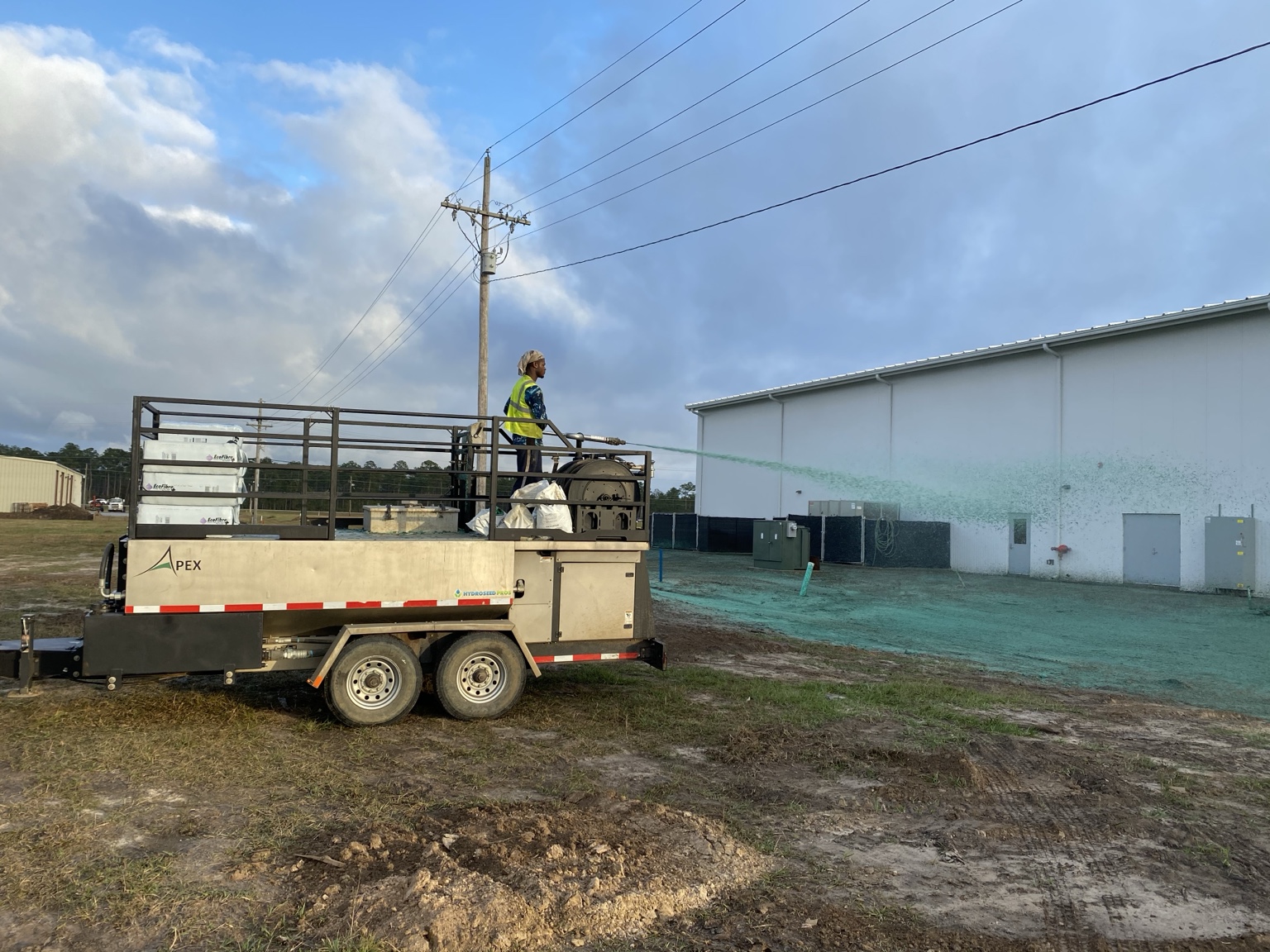 Hydroseeding a commercial project site